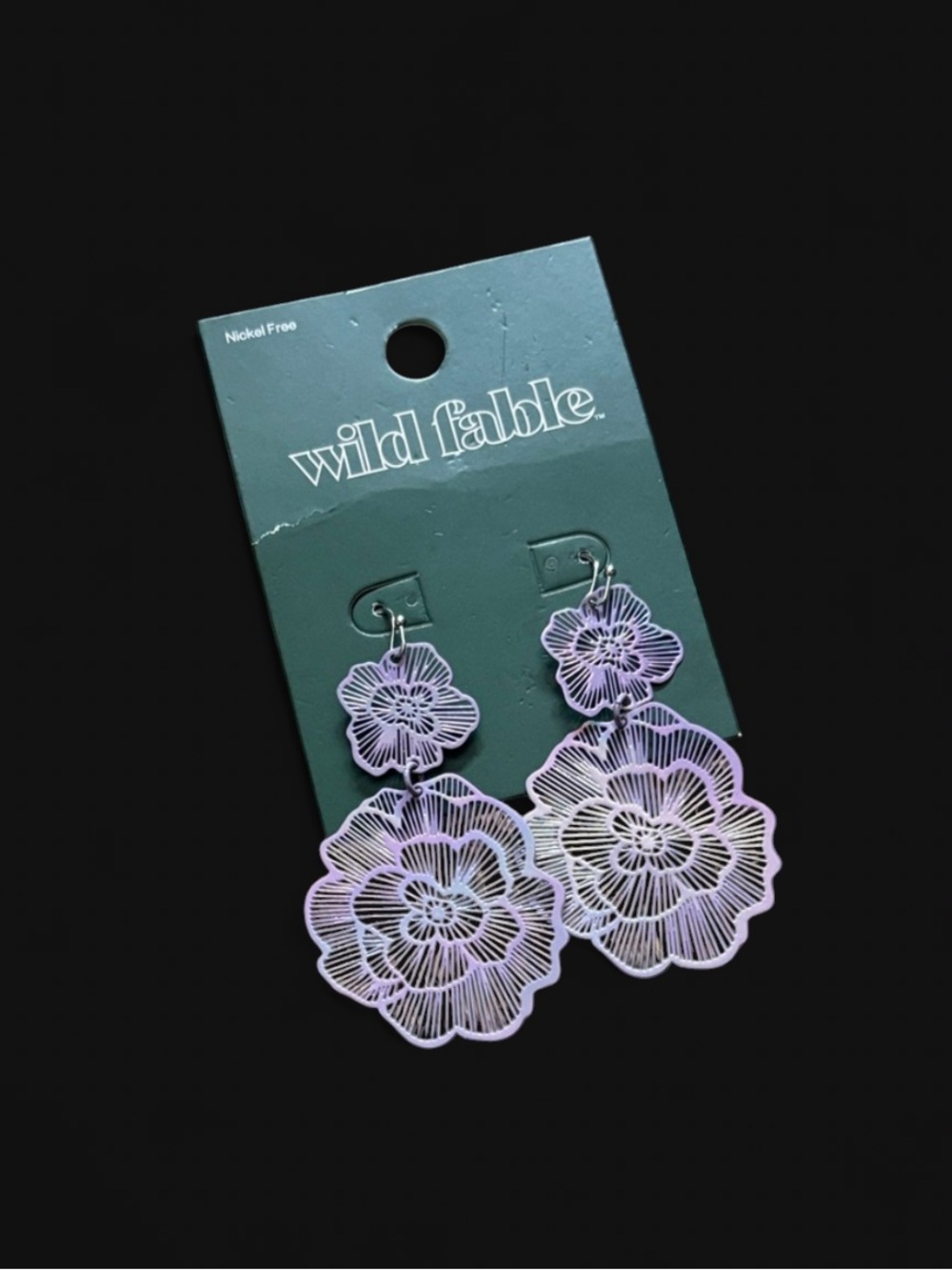 Wild Fable Iridescent Lavender Floral Dangle Earrings Pierced Ears